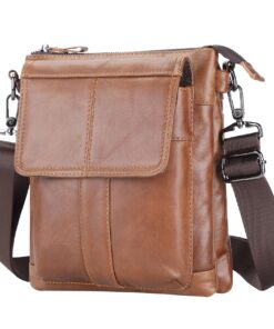 **BAIGIO Sacoche Homme en Cuir Vintage Petite Bandoulière - Sacoche Scolaire, Sacs de Voyage, Sac pour Travailler, Light