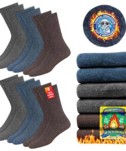 SOXCO Chaussettes Chaudes pour Hommes et Femmes - Chaussettes d'Hiver Thermiques, Lot de 6 Paires - Isolation Élevée - C