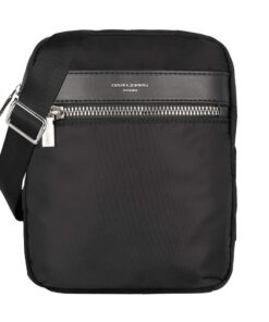 David Jones Sac Homme Bandoulière Croisé Nylon - Besace Messenger Multipoche - Mode Voyage Business - Noir