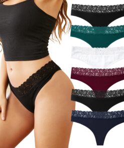 INNERSY Tanga Dentelle Femmes Chic et Sexy en Coton Stretch Lot de 6 OEKO-TEX STANDARD 100 pour Femmes Modeuses