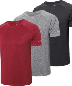 ZENGVEE T-shirt homme séchage rapide respirant pour running fitness(521-Black Gray Red)