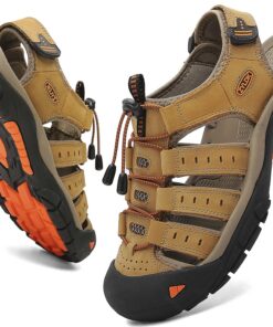 ZYLDK Sandales Homme en Cuir pour Randonnée et Marche Extérieure Durable Waterproof 38-46