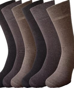 ZombaFlo Lot de 6 paires de chaussettes pour diabétiques masculines non élastiques douces en coton Taille 39-45