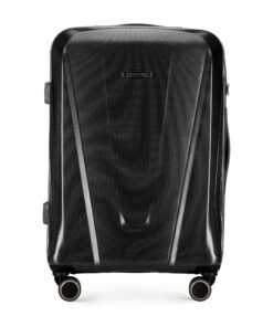 Valise cabine WITTCHEN Explorer Line Noir|Rigide|4 Roulettes Pivotantes|Serrure à Combinaison|Poignée Télescopique|Taill