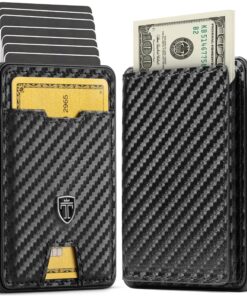 Portefeuille TRAVANDO Aluminium Homme Anti-RFID de Fibre de Carbone - Porte-Carte de Crédit pour Homme - Idée Cadeau