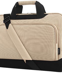 DOMISO Sac Beige pour Ordinateur Portable Affaires 15-15.6 Pouces Compatible avec IdeaPad 330/ MacBook Pro/EliteBook/Env