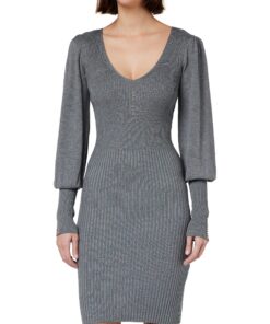 Morgan Robe pull ajustée avec col en V pour femmes en hiver chaud et confortable 38 EU
