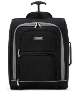 Valise cabine Flight Knight, 2 roues, légère pour EasyJet et Ryanair, idéale pour les voyages en avion, 55x35x20 cm, noi