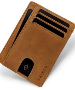 Portefeuille AKIELO Homme Anti RFID Élégant avec Coffret Cadeau - Design Minimaliste, Ultra Fin (Collection Bravo)