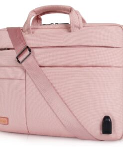 DOMISO Grande Sacochepour Ordinateur Portable Rose 17 Pouces avec Port USB Externe 17-17.3" Notebook/Dell/Lenovo/HP/ASUS