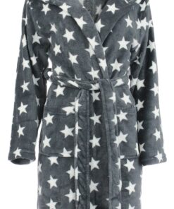 Peignoir de Bain Femme Étoiles Douillette Capuche Microfibre Brandsseller