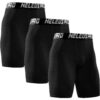 Neleus Lot de 3 shorts de compression pour homme - Amortissant - Sportif - Yoga - Taille élastiquée - 3 tailles disponib