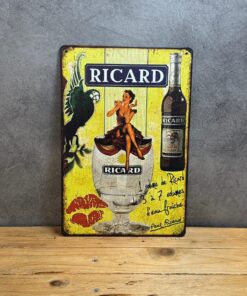 Plak2L - Plaque Métal Vintage Décorative Ricard 678-30x20cm Éléments Intérieurs Étudiant Chic Décoration Murale Moderne