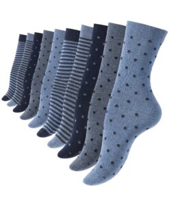 Chaussettes Vincent Creation Lot de 10 paires mignonnes en coton pour femme et fille - pois et rayures