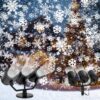 Projecteur de Noël exterieur éteint la nuit, 3 lampes projecteur flocons dynamiques, deco lumineuse noël, mariage, fête