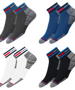 Chaussettes NavySport Sportifs Homme Femme Coton Coussin Lot de 4 Paires Socquettes Courtes Quart Basses Unisexe Combo A