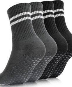 Chaussettes antidérapantes pour femme 34-38 - Yoga et pilates - Comfort et respirant - Lot de 4 paires - Danse et ballet