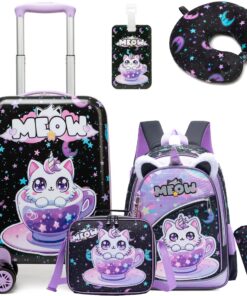 Valise Enfant HTgroce Bagage à Main Cabine pour Filles Reactive, Roulettes Faciles Éazyjet Valentines Valise Cabine Enfa