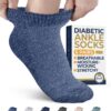 Pembrook Lot de 6 paires de chaussettes diabétiques bleues et neutres pour homme et femme, taille M - Conseillées pour u