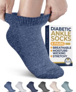 Chaussettes diabétiques Pembrook, taille M, homme et femme, antibactériennes, confortables, 6 paires, bleues