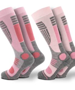 Occulto CHAUsSETTES de SKI OEKO-TEX STANDARD 100 pour FEMME (2 PAIRES), CHAUSSETTES HAUTES transpirables d'hiver