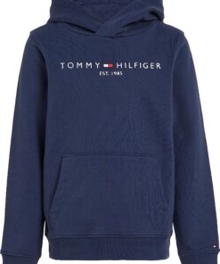 Tommy Hilfiger Sweat à Capuche Enfant Unisexe Essential Hoodie - Fonctionnel - Idéal pour la Saison Hivernale - Doux et