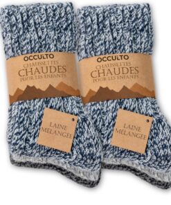 Occulto Chaussures de Chambre Chaudes en Laine pour Enfants - Lot de 6 (modèle: Niki) - Échauffement et Confort - Grande