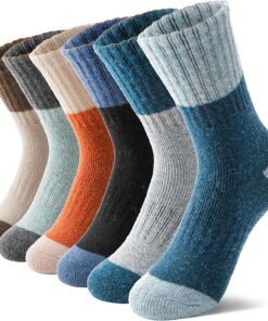 MOSEY KOSY 6 Paires Chaussettes Enfant Laine Mérino Épaisses Thermiques pour Marche Garçons Filles Hiver Épaisses Chaude