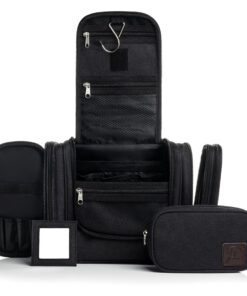 Obics® Trousse de Toilette Voyage XXL pour Femme et Homme - 8L Noir - Sac à Cosmétiques avec Poignée de Suspension et Mi