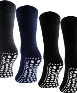 Chaussettes BRUBAKER antidérapantes Lot de 4 Paires semelle antiglisse pour Tous les Sexes Élégantes et Sûres