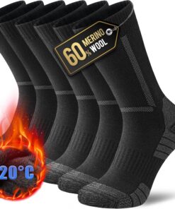 Chaussettes YESWEL Homme Femme 60% Laine Mérinos Chaudes Hiver Trekking Running Sport