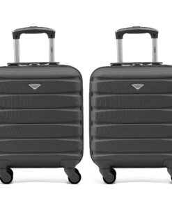 Valises Rigides Flight Knight Lot De 2 Cabine Approuvées Charbon/Charbon 55x35x25cm KLM Air France Easyjet