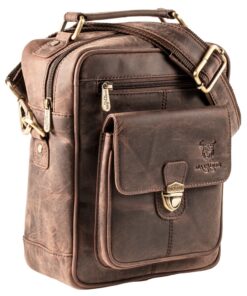 Sac à bandoulière en cuir véritable (qualité supérieure) - Marron foncé, sac de travail pour homme et femme, sac à bando