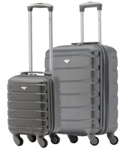 Ensemble de valises Flight Knight 2 pièces légères ABS 4 roues 45x36x20 cm + 56x45x25 cm pour EasyJet Taille Max Seat To