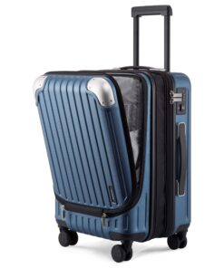 Valise cabine extensible LEVEL8 Bleu 55x37x25CM Bagages cabineABS+PC Bagage à main trolley rigide avec serrure TSA