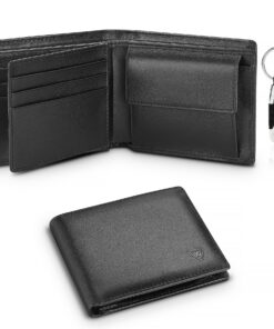 WONSEFOO Portefeuille Homme en Cuir Noir pour Affaires et Week-end avec Protection RFID