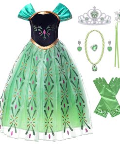 New front Reine des Neiges Déguisement Princesse Elsa Haute Qualité 4 ans,Noël Carnaval Halloween Robe de Soirée Velours