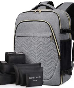 Sac à dos voyage cabine avion femme 35L - Organisé pour Ordinateurs Portables de 17 pouces - Gris | Lekespring