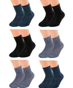 Vitasox Lot de 6 paires de chaussettes en coton uni sans couture pour enfants - Multicolore - Taille 35/38 - OEKO-TEX ST