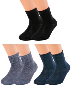 Vitasox Lot de 3 et 6 paires de chaussettes en coton pour enfants - Sans couture - OEKO-TEX STANDARD 100 - Multicolore -