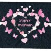 Syl'la Long Portefeuille en Cuir Noir Motif Super Maman pour Femmes en Célébration de la Fête des Mères