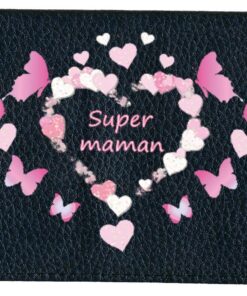 Syl'la Long Portefeuille en Cuir Noir Motif Super Maman pour Femmes en Célébration de la Fête des Mères