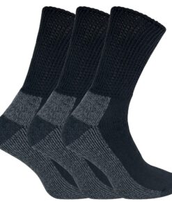 IOMI Chaussettes pour Hommes en Coton pour Travail Sans Élastique - Diabétiques 3 Paires - Confort et Hygiène pour Le Tr