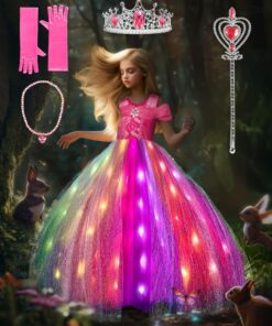 Robe de Princesse LED Lumineuse pour Filles - Synchronisation Bluetooth pour Appli Musicale - Halloween, Noël et Carnava