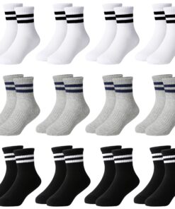 Chaussettes de tennis Moitiy Lot de 12 unisexes en coton pour enfants garçons et filles