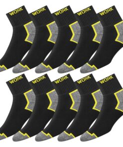 SOXCO Quarter chaussettes de travail homme 10 paires - confortables et résistantes pour le travail quotidien - lot de 10