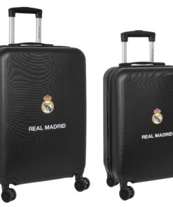 Real Madrid 2ème Équipation 23/24 Jeu de Valises 20 et 24 Pouces, Cadenas de Sécurité, Bleu Marine