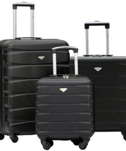 Bagages rigides Flight Knight ABS légers Approuvé par EasyJet et British Airways Noir Bagages cabine Flight Knight Val