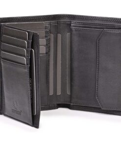 DONBOLSO Portefeuille Vienne - Grand Portefeuille Homme Cuir - Porte Carte Cuir avec Protection RFID - Nappa Noir