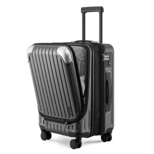 Valise cabine extensible LEVEL8 | Abs+Pc | Rigide | Voyageurs | Aéroport | Spacieuse | 55x37x25CM | 42L | Gris | Sécurit